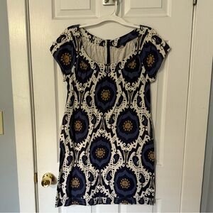 J.Crew Size 8 Blue Black White Batik Shift Dress